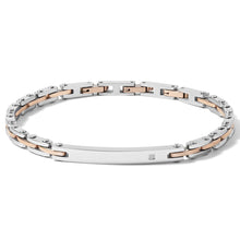 Carica l&#39;immagine nel visualizzatore di Gallery, COMETE Uomo Acciaio UBR 1081 Bracciale con Targa Colore Argento e PVD Oro Rosa - Basic
