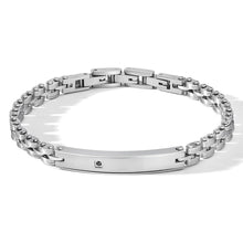Carica l&#39;immagine nel visualizzatore di Gallery, COMETE Uomo Acciaio UBR 1093 Bracciale Colore Argento e Zircone nero - Zero
