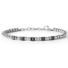 Carica l&#39;immagine nel visualizzatore di Gallery, COMETE Uomo Acciaio UBR 884 Bracciale a filo con PVD Nero Zirconi e perline - District
