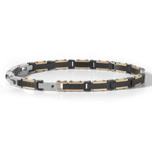Carica l&#39;immagine nel visualizzatore di Gallery, COMETE Uomo Acciaio UBR 890 Bracciale Colore Nero, Oro Rosa e Argento - Faces
