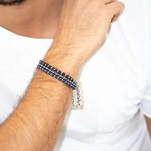 Carica l&#39;immagine nel visualizzatore di Gallery, COMETE Uomo Acciaio UBR 922 Bracciale a filo con perline di Lapis Blu - District
