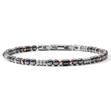 Carica l&#39;immagine nel visualizzatore di Gallery, COMETE Uomo Acciaio UBR 926 Bracciale a filo con PVD Rosè e perline di Ematite - District
