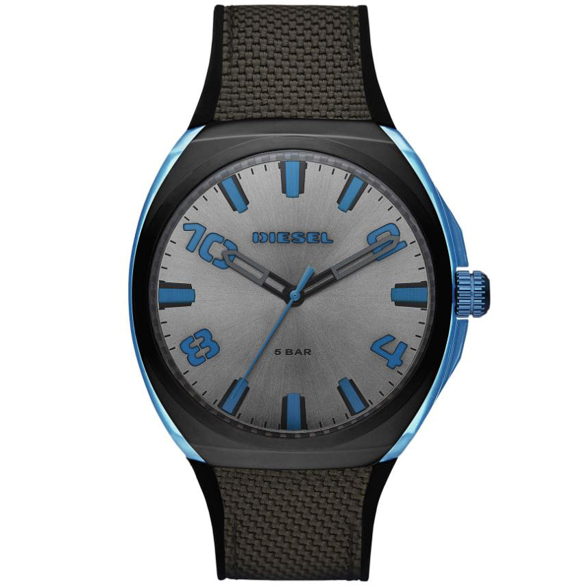 DIESEL DZ1885 Stigg Orologio Uomo in Acciaio Nero Nylon e Silicone