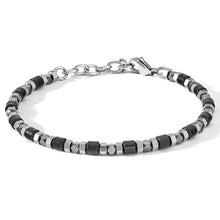 Carica l&#39;immagine nel visualizzatore di Gallery, COMETE Uomo Acciaio UBR 1099 Bracciale a filo con perline di Ematite Nera - District
