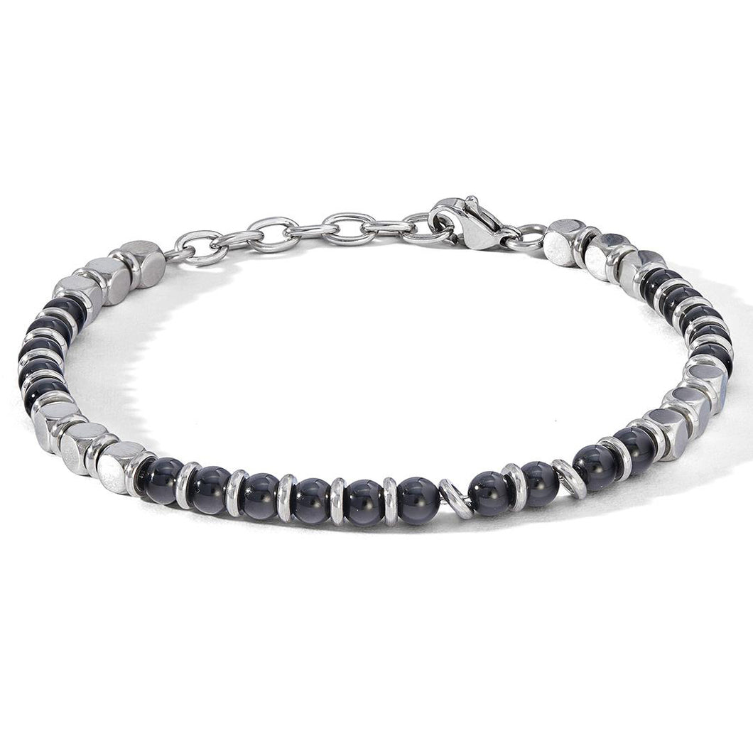 COMETE Uomo Acciaio UBR 1103 Bracciale a filo con Onice Nero - District