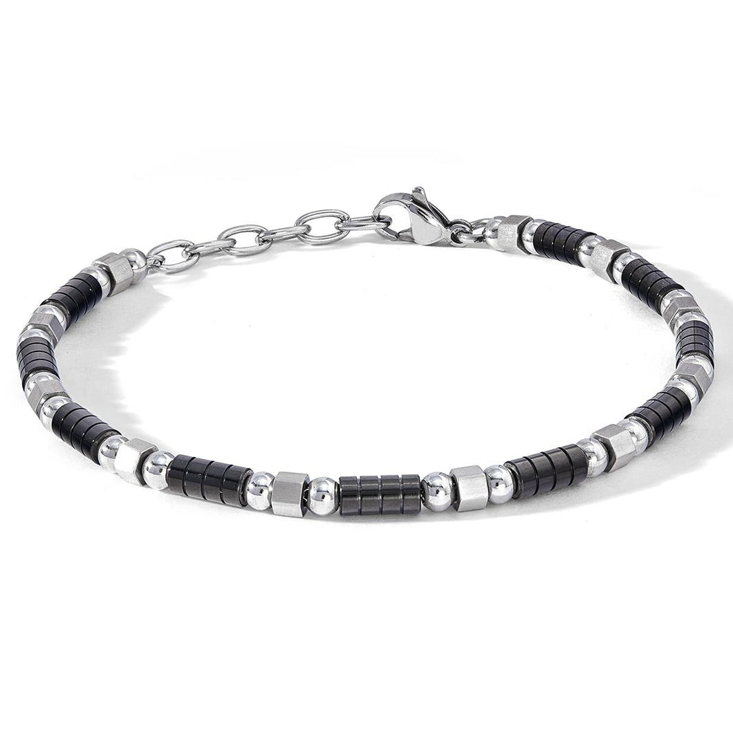 COMETE Uomo Acciaio UBR 1108 Bracciale a filo con PVD Nero - District